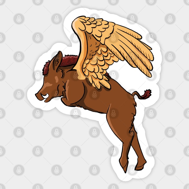 Flying Boar Sticker by CloudWalkerDesigns